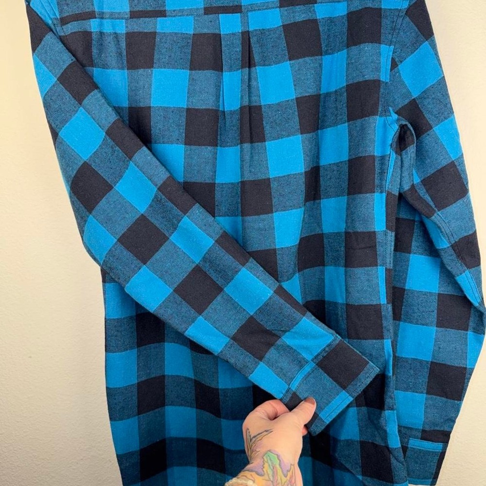 Unbranded Blue Black Plaid Flannel Shirt Womens Size M Buffalo Check Button Down - Picture 4 of 7